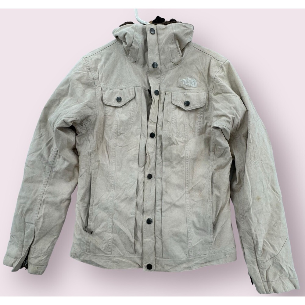 The North Face Jacket Womens Small Recco Ivory Faux Suede & Faux Fur Lined‎ Ski
